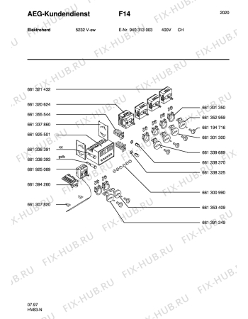 Взрыв-схема плиты (духовки) Aeg 5232V-W CH - Схема узла Section6