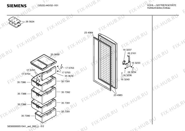 Взрыв-схема холодильника Siemens GS22L440 - Схема узла 02