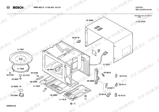 Схема №4 0750491131 HMG662A с изображением Контактная пленка для микроволновки Bosch 00056368