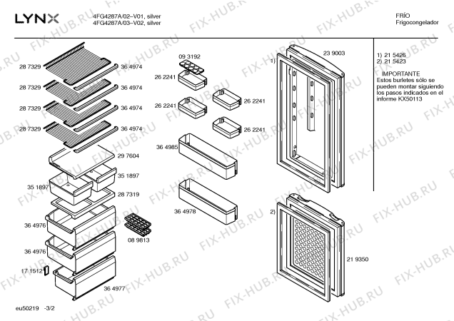 Схема №3 4FG4287A с изображением Дверь для холодильника Bosch 00239003