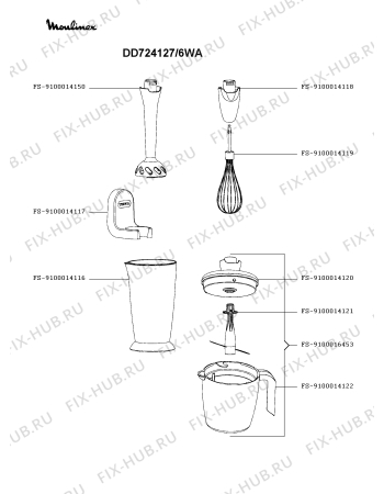 Схема №1 DD724127/6WA с изображением Объединение для электроблендера Moulinex FS-9100016791