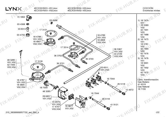 Схема №2 4ECX331B с изображением Пружина для плиты (духовки) Bosch 00425878