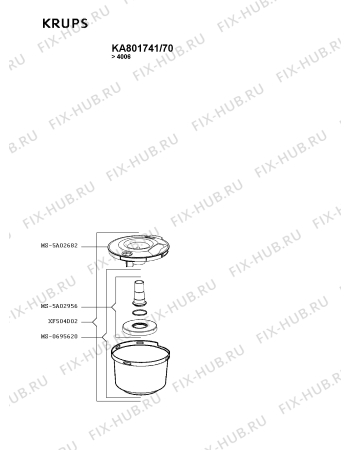 Взрыв-схема кухонного комбайна Krups KA801741/70 - Схема узла 5P003089.3P3