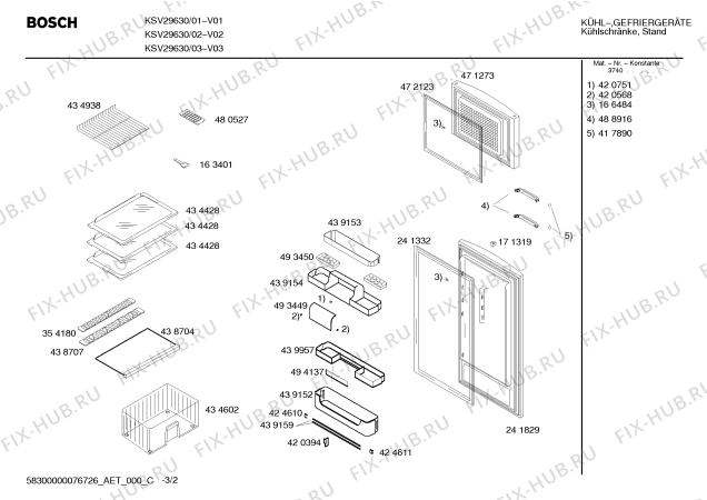 Взрыв-схема холодильника Bosch KSV29630 - Схема узла 02