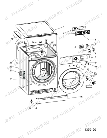Взрыв-схема стиральной машины Whirlpool WWDE8614 (F105648) - Схема узла