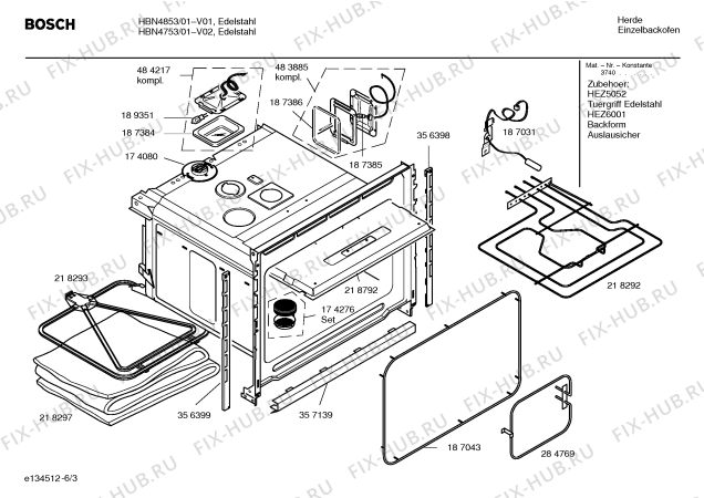 Схема №5 HBN4753 с изображением Инструкция по эксплуатации для духового шкафа Bosch 00586059