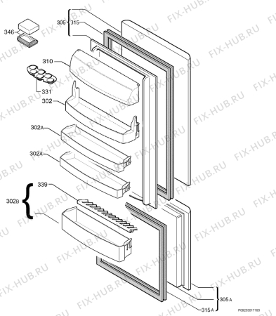 Взрыв-схема холодильника Zanker ZKK3121F - Схема узла Door 003