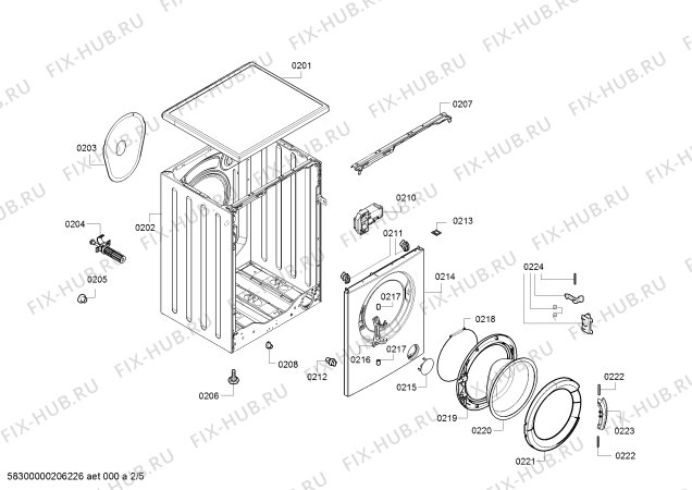 Взрыв-схема стиральной машины Bosch WAB20267IN - Схема узла 02