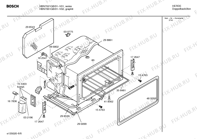 Взрыв-схема плиты (духовки) Bosch HBN7021GB - Схема узла 06