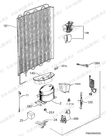 Взрыв-схема холодильника Aeg SKS8181LDC - Схема узла Cooling system 017