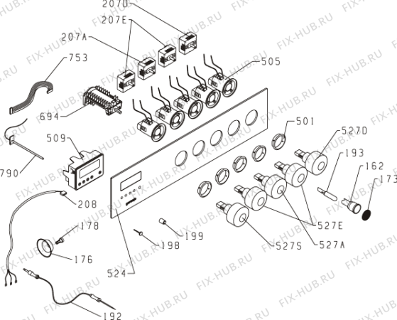 Схема №1 00.832.923 7 (170621, E44Q1-E52) с изображением Кнопка (ручка регулировки) для электропечи Gorenje 669387
