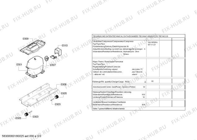 Взрыв-схема холодильника Bosch KGV33VI31, Bosch - Схема узла 03