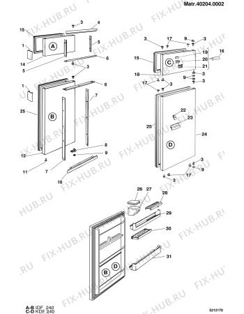 Взрыв-схема холодильника Indesit KDF2401 (F006628) - Схема узла