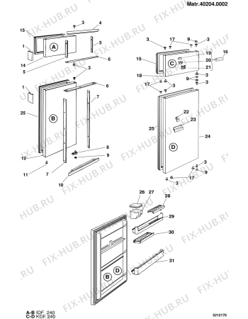 Взрыв-схема холодильника Indesit OKDF2401 (F016024) - Схема узла