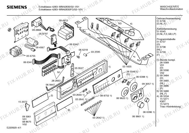 Схема №2 WM42830FG EXTRAKLASSE 4283 с изображением Панель для стиральной машины Siemens 00285590