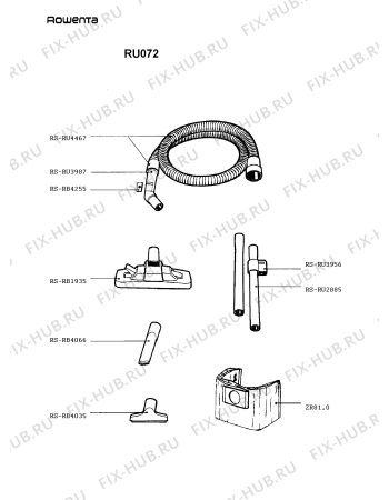 Взрыв-схема пылесоса Rowenta RU072 - Схема узла RU072FR_.__2