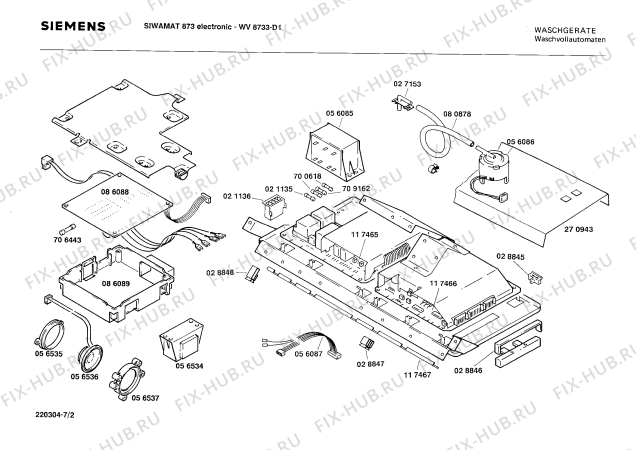 Взрыв-схема стиральной машины Siemens WV8733 SIWAMAT 873 ELECTRONIC - Схема узла 02