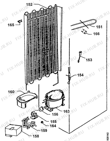 Взрыв-схема холодильника Faure FRD324W - Схема узла Cooling system 017