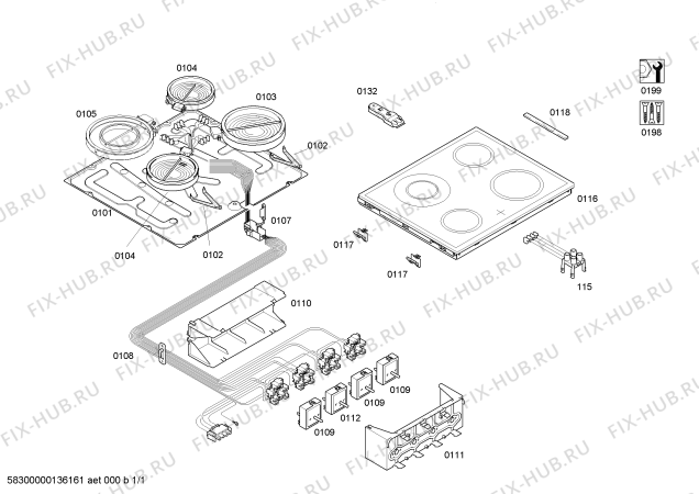 Схема №1 NVF651H14E с изображением Стеклокерамика для плиты (духовки) Bosch 00682103