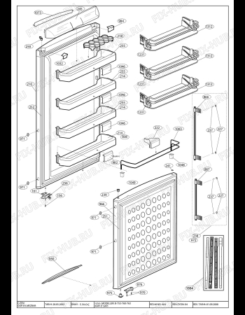 Взрыв-схема холодильника Beko BLOMBERG KSM 1650 A+ (6036412145) - DOOR ACCESSORIES (B-760 T-TYPE HANDLE)