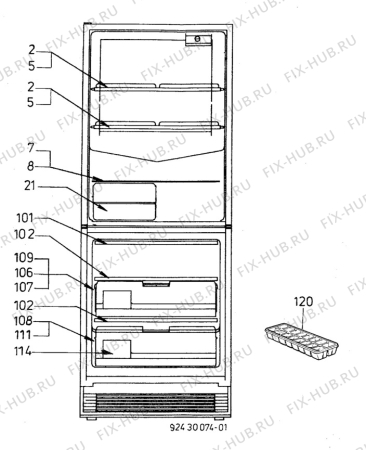 Взрыв-схема холодильника Electrolux TR1098S - Схема узла C10 Interior