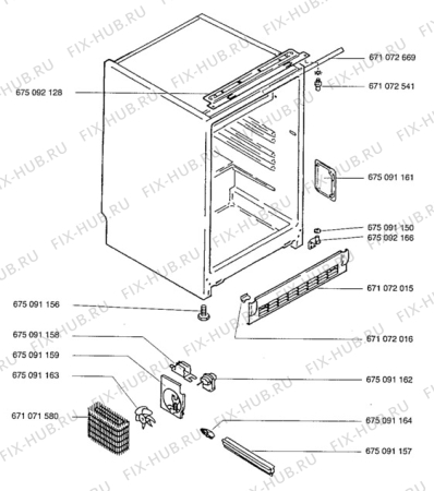 Взрыв-схема холодильника Aeg S1832-4U - Схема узла Cabinet + armatures