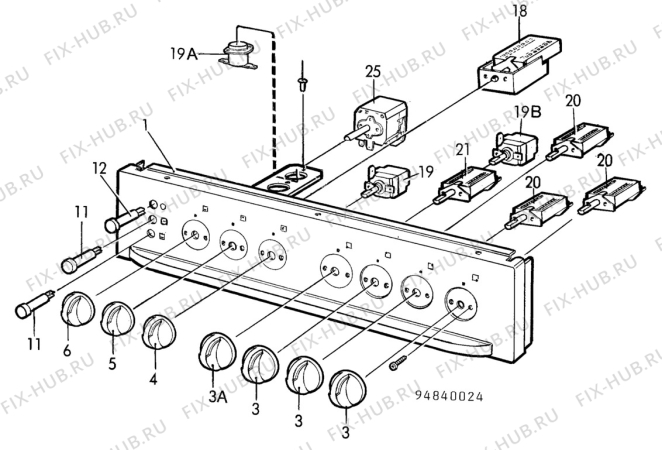 Взрыв-схема посудомоечной машины Electrolux CF6011 - Схема узла H10 Control Panel