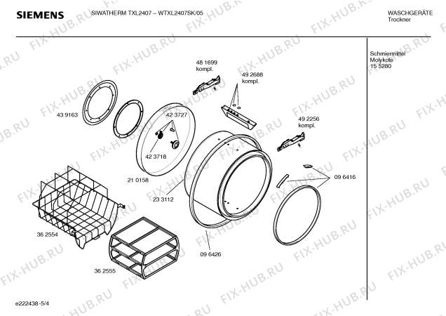 Схема №2 WTXL2407SK SIWATHERM TXL2407 с изображением Сменная пленка для сушилки Siemens 00493516