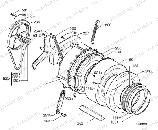 Взрыв-схема стиральной машины Rex Electrolux RL50A - Схема узла Functional parts 267