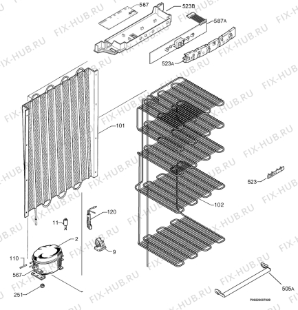 Взрыв-схема холодильника Privileg 046917_41458 - Схема узла Cooling system 017