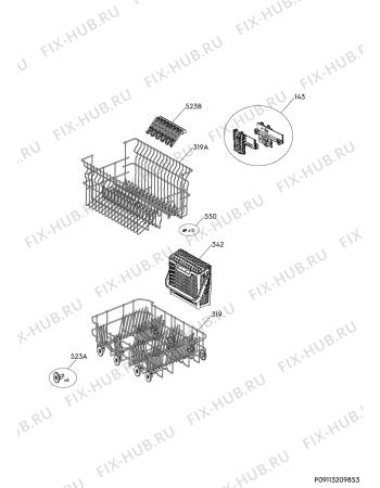 Взрыв-схема посудомоечной машины Electrolux ESF9452LOW - Схема узла Basket 160