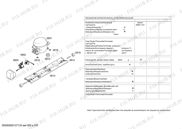 Взрыв-схема холодильника Siemens KD49NA73SA - Схема узла 05