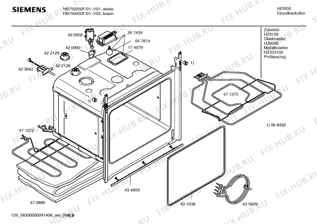 Схема №3 HB750250F с изображением Инструкция по эксплуатации для плиты (духовки) Siemens 00587699