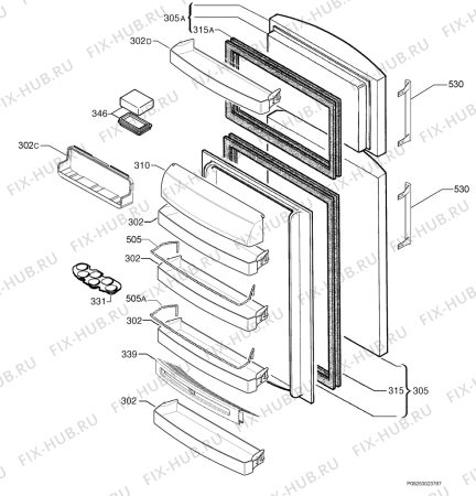 Взрыв-схема холодильника Aeg Electrolux S72438DT1 - Схема узла Door 003