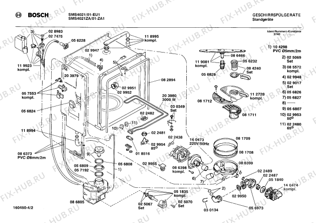 Взрыв-схема посудомоечной машины Bosch SMS4021ZA SMS4021 - Схема узла 02