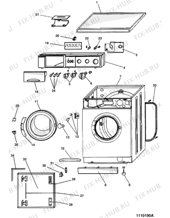 Схема №2 WGS634TXR (F017872) с изображением Декоративная панель для стиральной машины Indesit C00063438