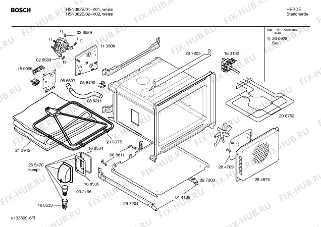 Схема №2 HSN382B с изображением Инструкция по эксплуатации для плиты (духовки) Bosch 00526346