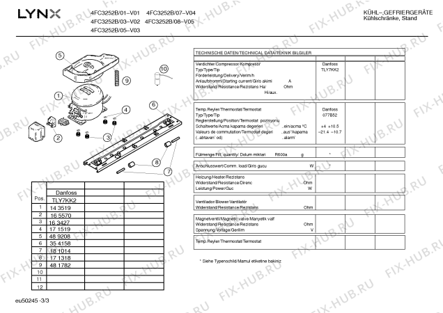 Взрыв-схема холодильника Lynx 4FC3252B - Схема узла 03