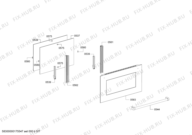Схема №3 SOH24A2S0N с изображением Ручка для плиты (духовки) Bosch 00642851