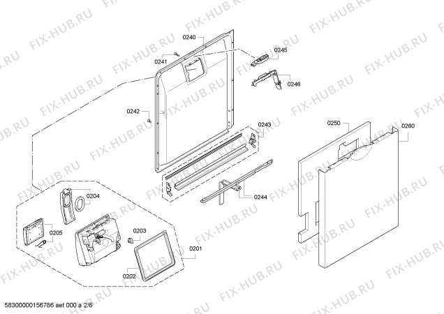Схема №5 SMS53M92II с изображением Передняя панель для посудомойки Bosch 00702983