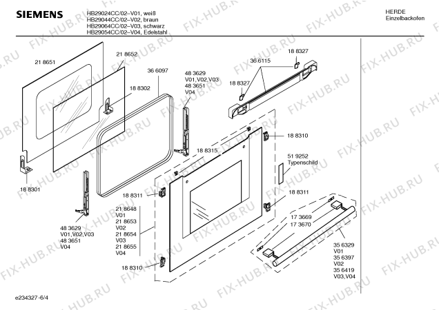 Схема №4 HB29064CC с изображением Инструкция по эксплуатации для плиты (духовки) Siemens 00582768