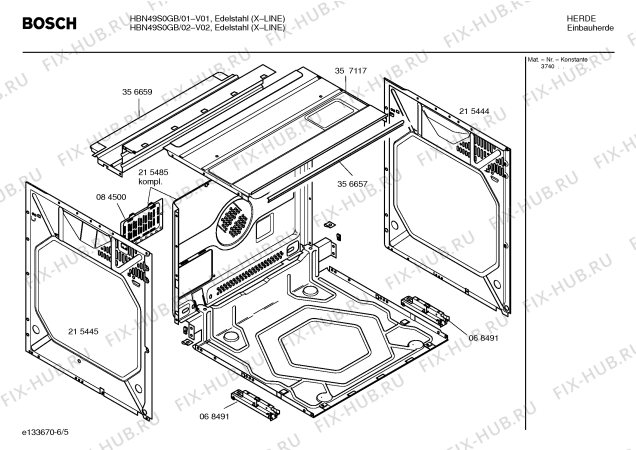 Взрыв-схема плиты (духовки) Bosch HBN49S0GB - Схема узла 05