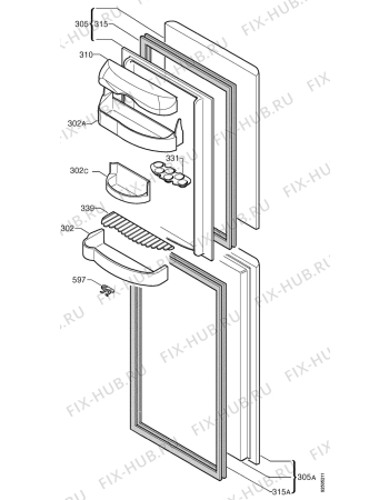 Взрыв-схема холодильника Zanussi ER7627B - Схема узла Door 003