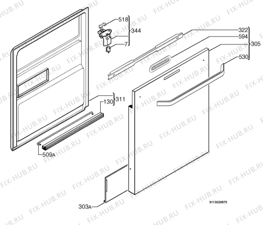 Взрыв-схема посудомоечной машины Electrolux EX501SB - Схема узла Door 003