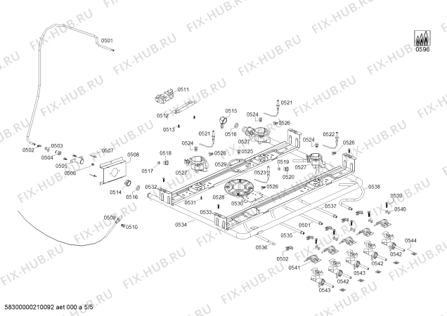 Взрыв-схема плиты (духовки) Bosch HSG14I30SC HSG14I30SC Cocina a gas Bosch Inox - Схема узла 05