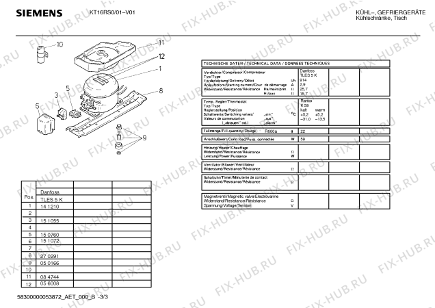 Взрыв-схема холодильника Siemens KT16RS0 - Схема узла 03