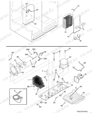 Взрыв-схема холодильника Electrolux ERL6296KK15 - Схема узла Cooling system 017