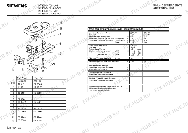 Взрыв-схема холодильника Siemens KT15N01CH - Схема узла 02