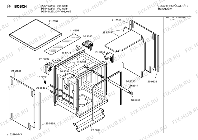 Взрыв-схема посудомоечной машины Bosch SGS4912EU - Схема узла 03