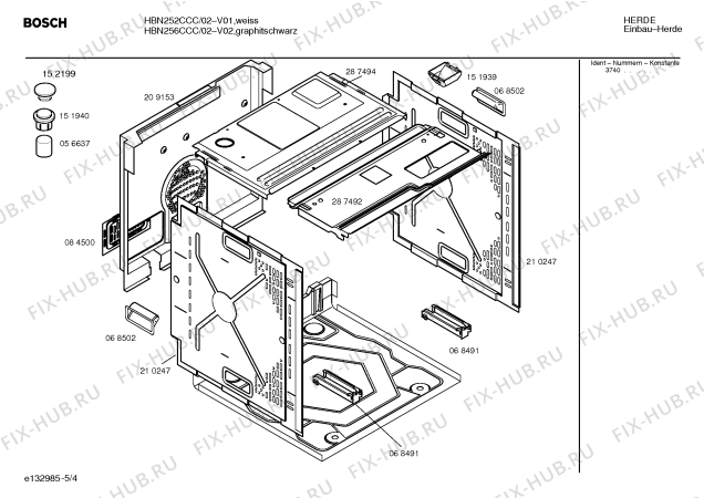 Схема №5 HBN256CCC с изображением Инструкция по эксплуатации для духового шкафа Bosch 00522962